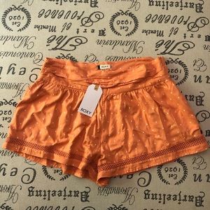 Orange and yellow rayon shorts